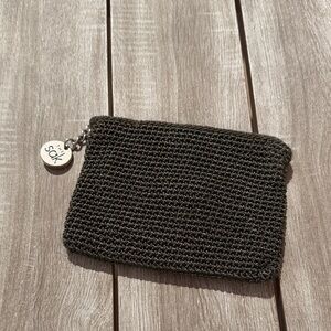 The Sak Woven Crochet Coin Pouch, Dark Green